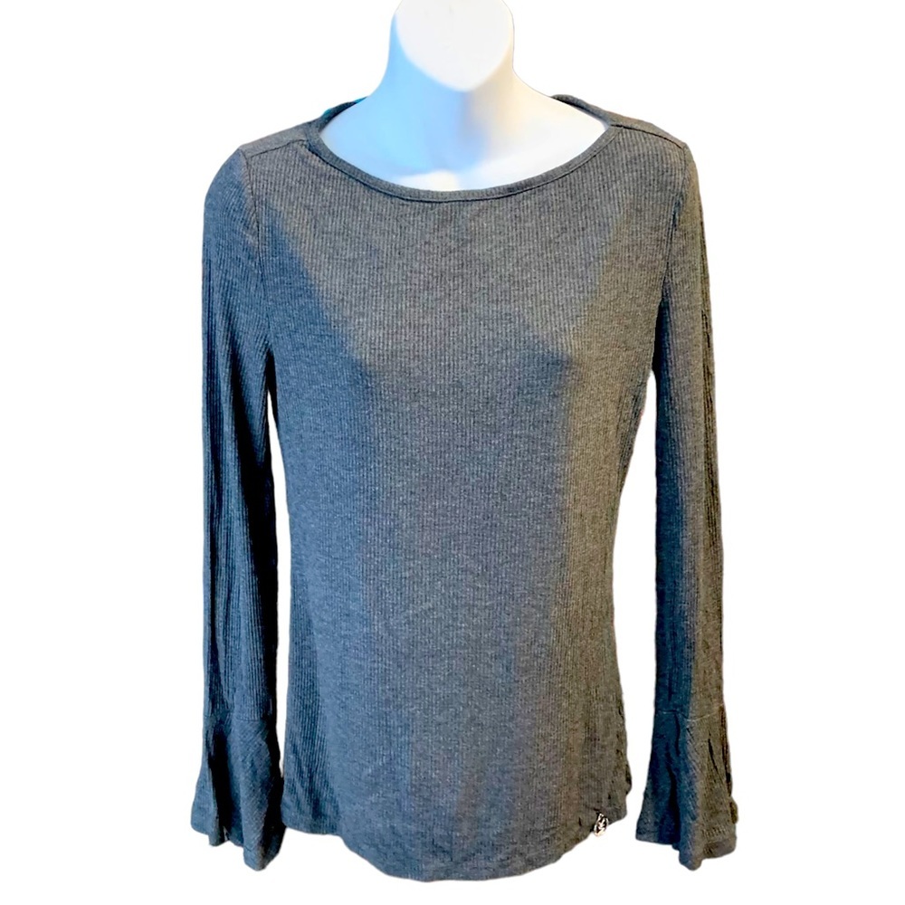 Michael KORS BOAT NECK LONG FLOUNCE SLEEVES GREY TOP SOZE XS